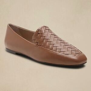 Banana Republic Women’s Woven Leather Soft Loafer in Caramel, Size 6
